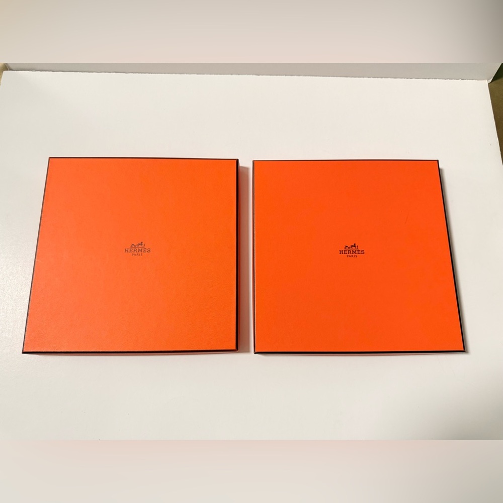 Hermes La Maison Vibrant Orange Gift set of 2 empty scarf gift boxes